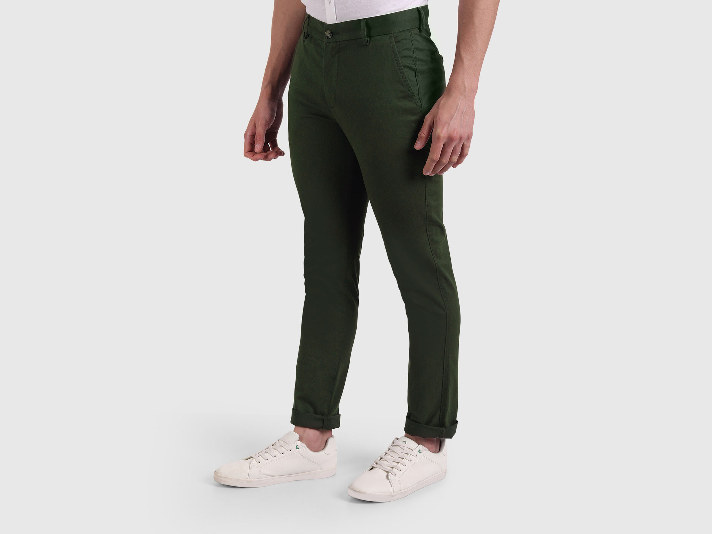 Slim fit satin trousers with stretch image number 1