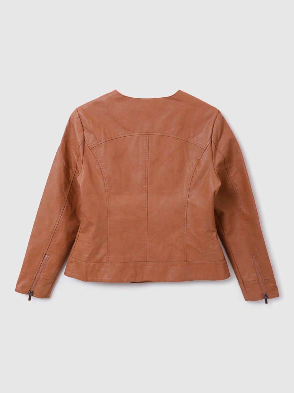F/S NO COLLAR PU JACKET image number 2