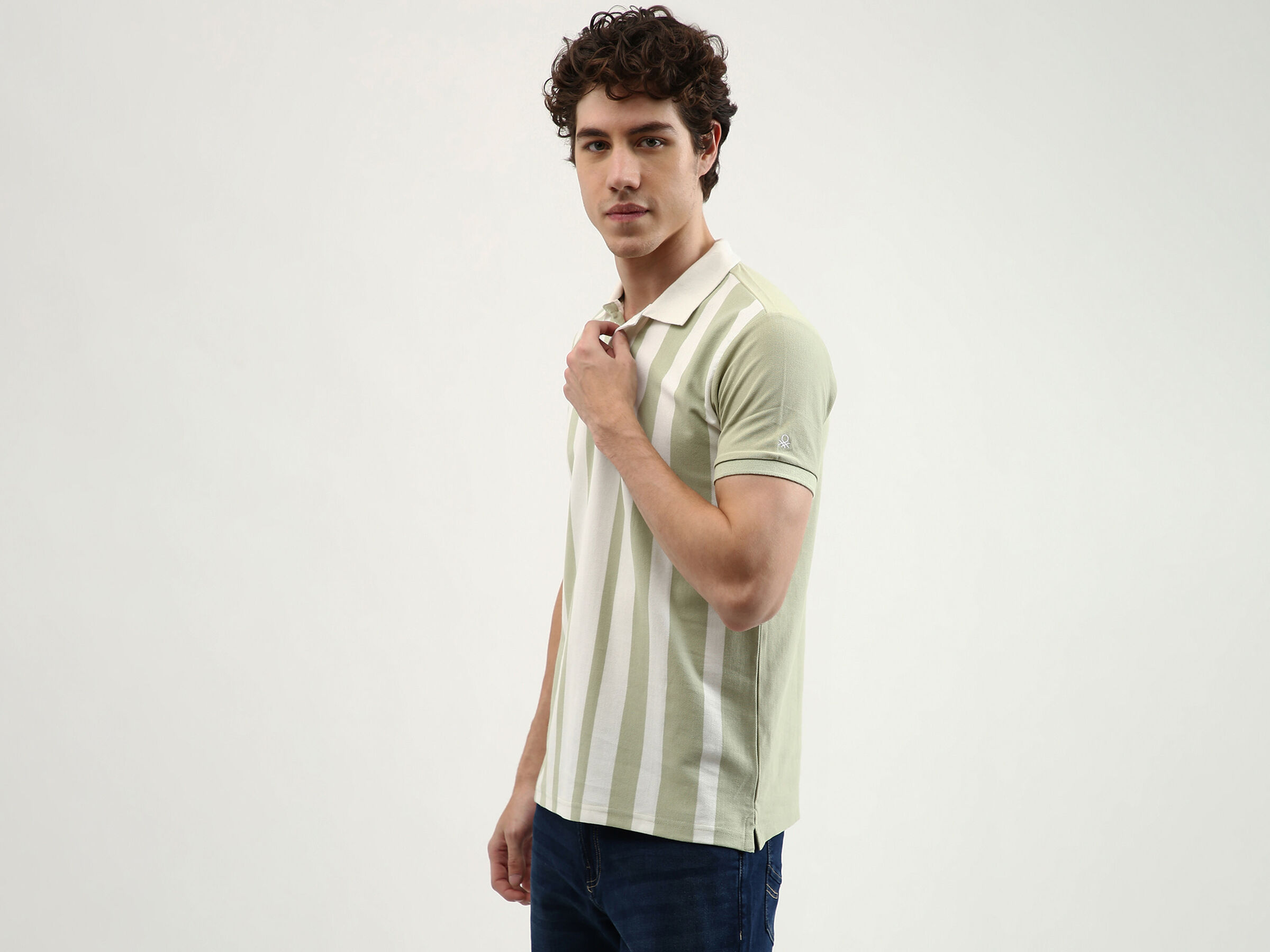 Gradation Vertical Striped Polo image number 1
