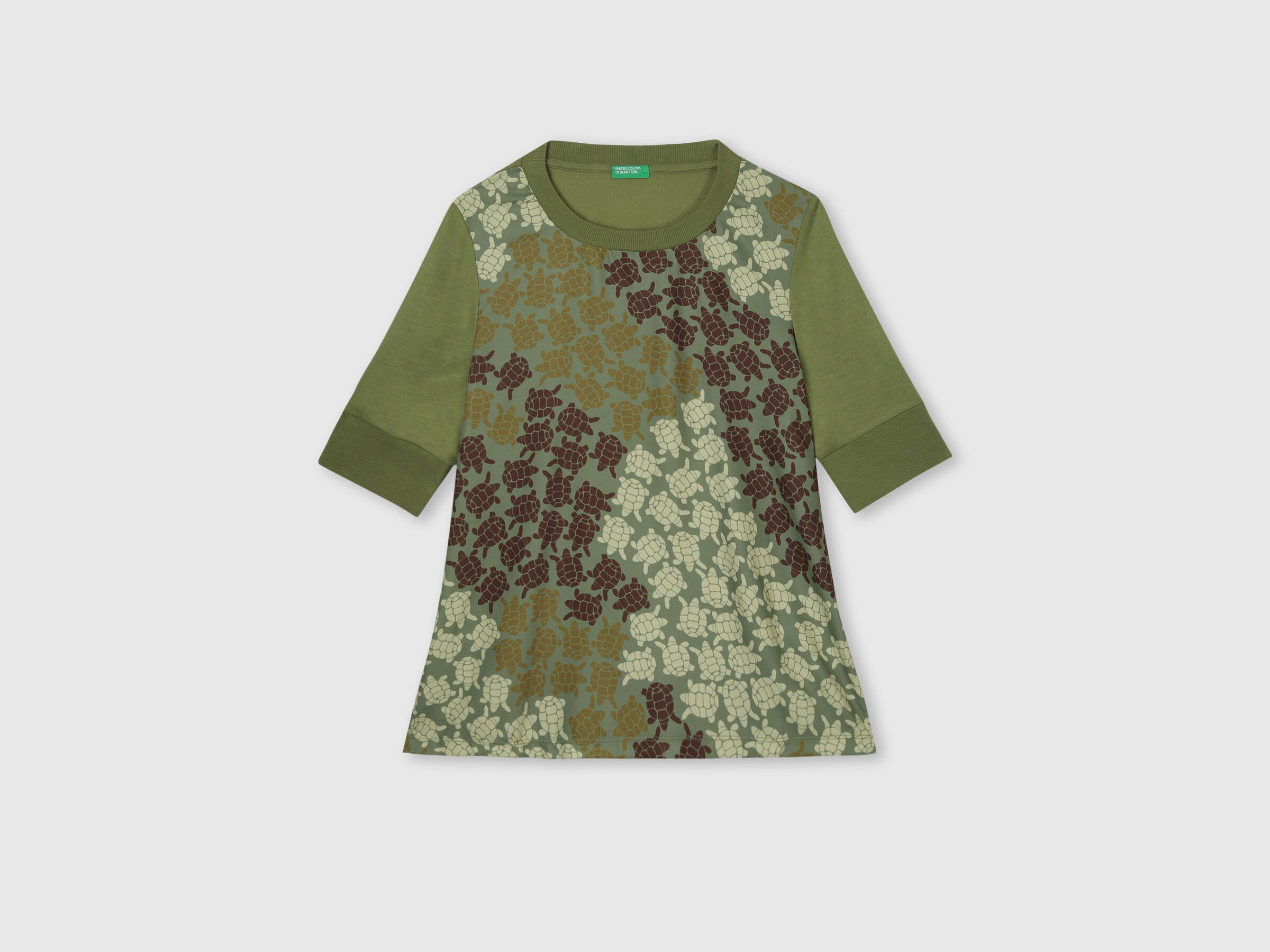 Short Sleeve Knit Woven Top Wt Turtle  Print image number 6