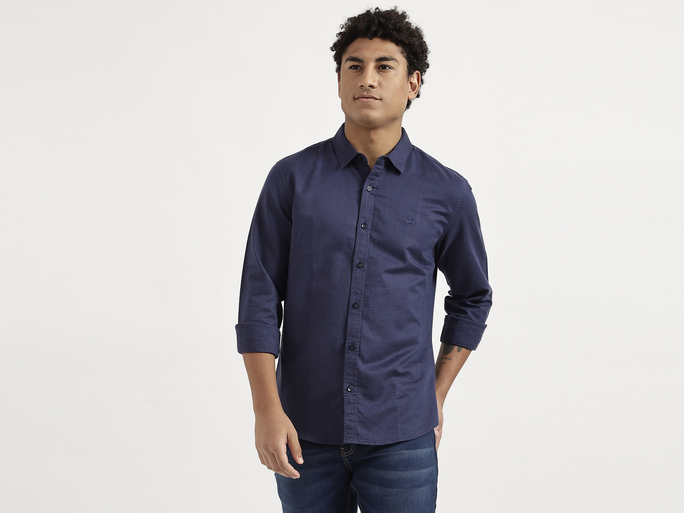 F/S LINEN REGULAR COLLAR SHIRT image number 0