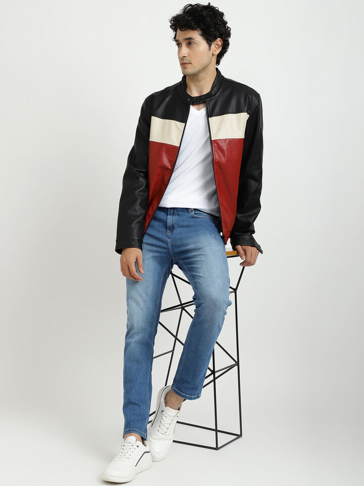 PU COLOR BLOCK JACKET image number 5