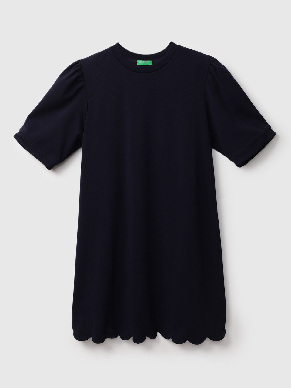 S/SLV DRESS WITH SCALLOP HEM image number 1