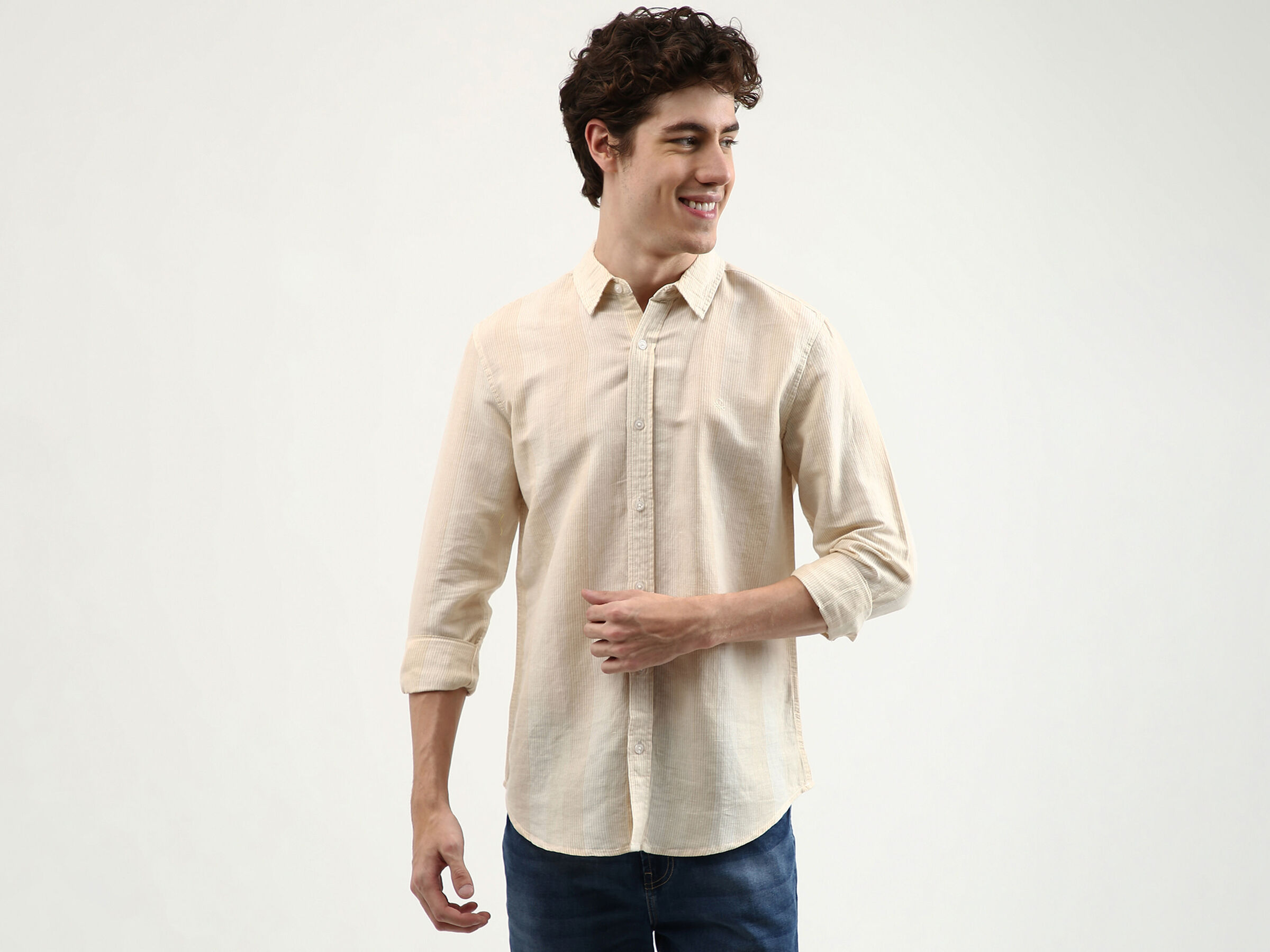 Full Sleeve Cotton Linen Stripe Shirt image number 0