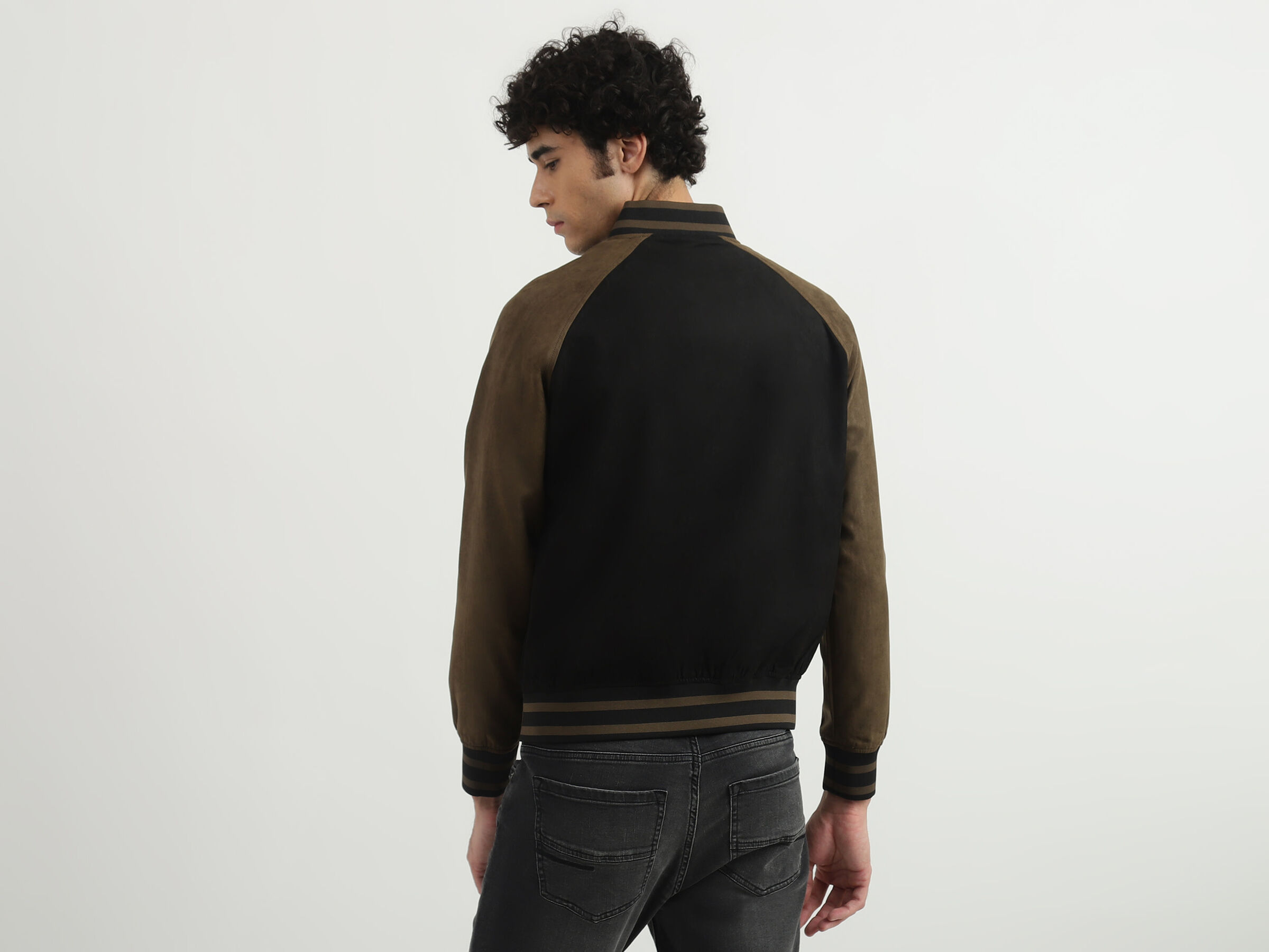 SUEDE VARSITY BOMBER JACKET image number 2