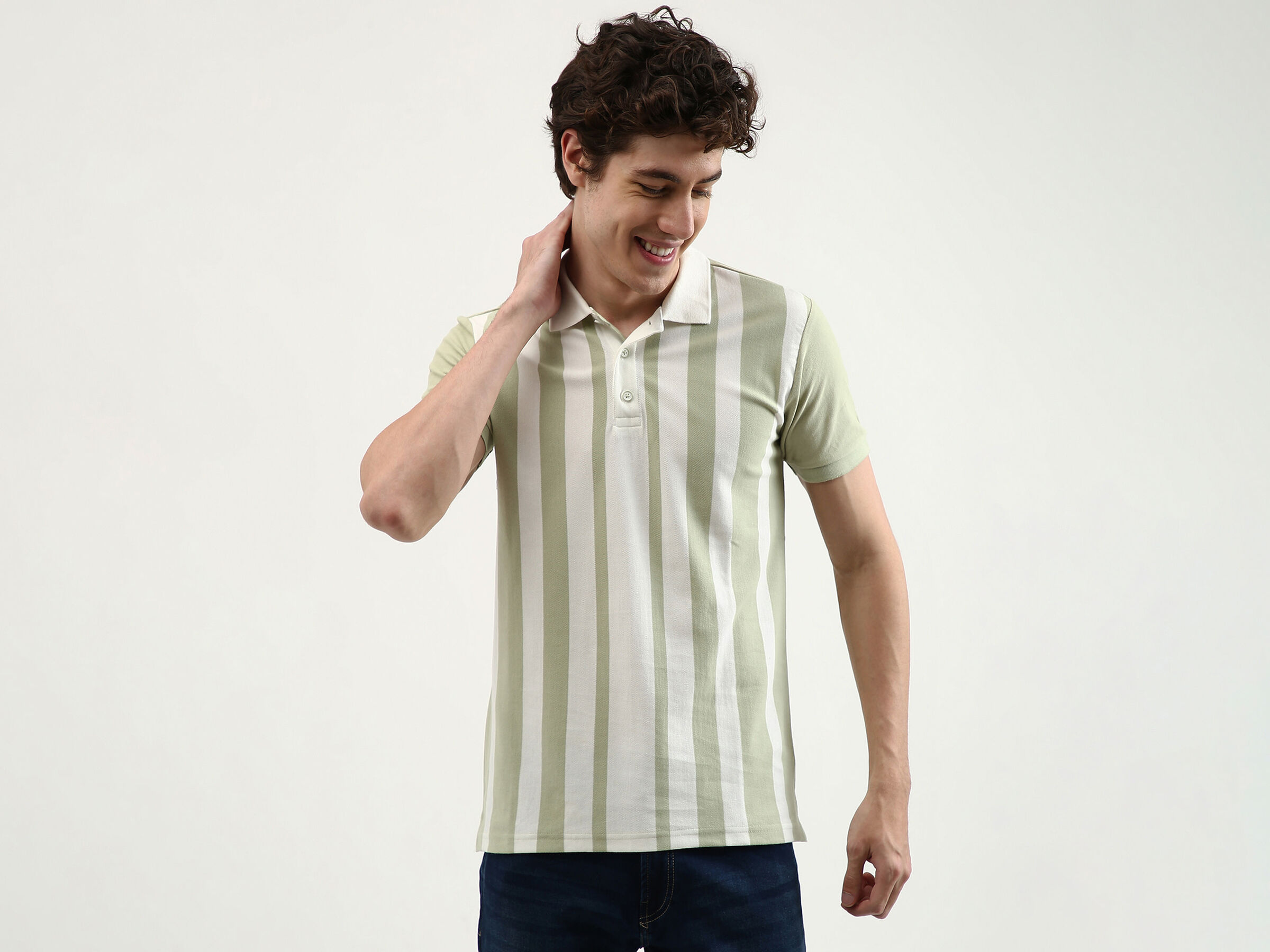 Gradation Vertical Striped Polo image number 0