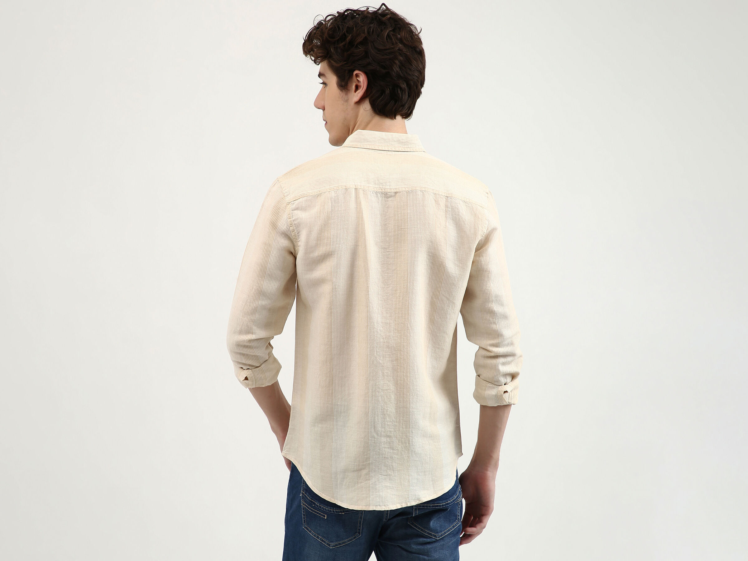 Full Sleeve Cotton Linen Stripe Shirt image number 2