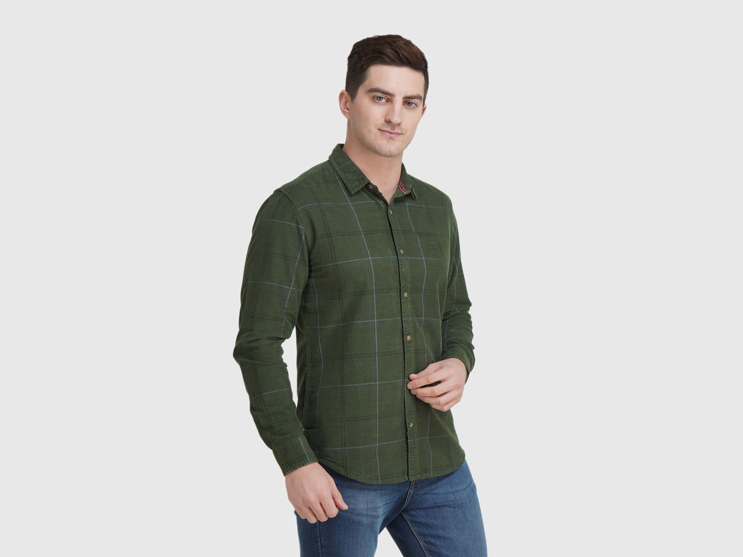 Fill Sleeve Corduroy Check Shirt image number 1