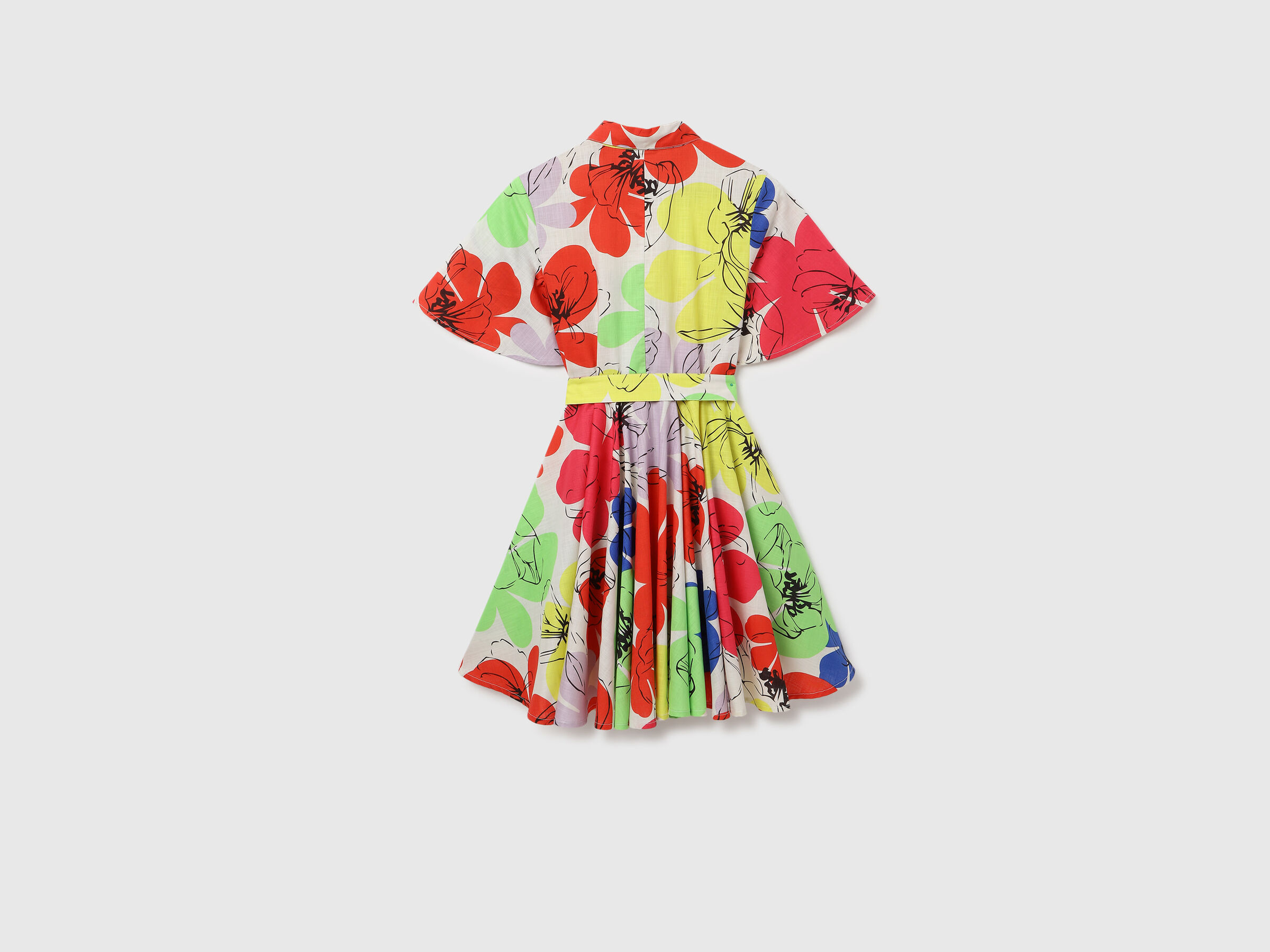 S/S PRINTED SHORT FLARE DRESS WITH BELT image number 7