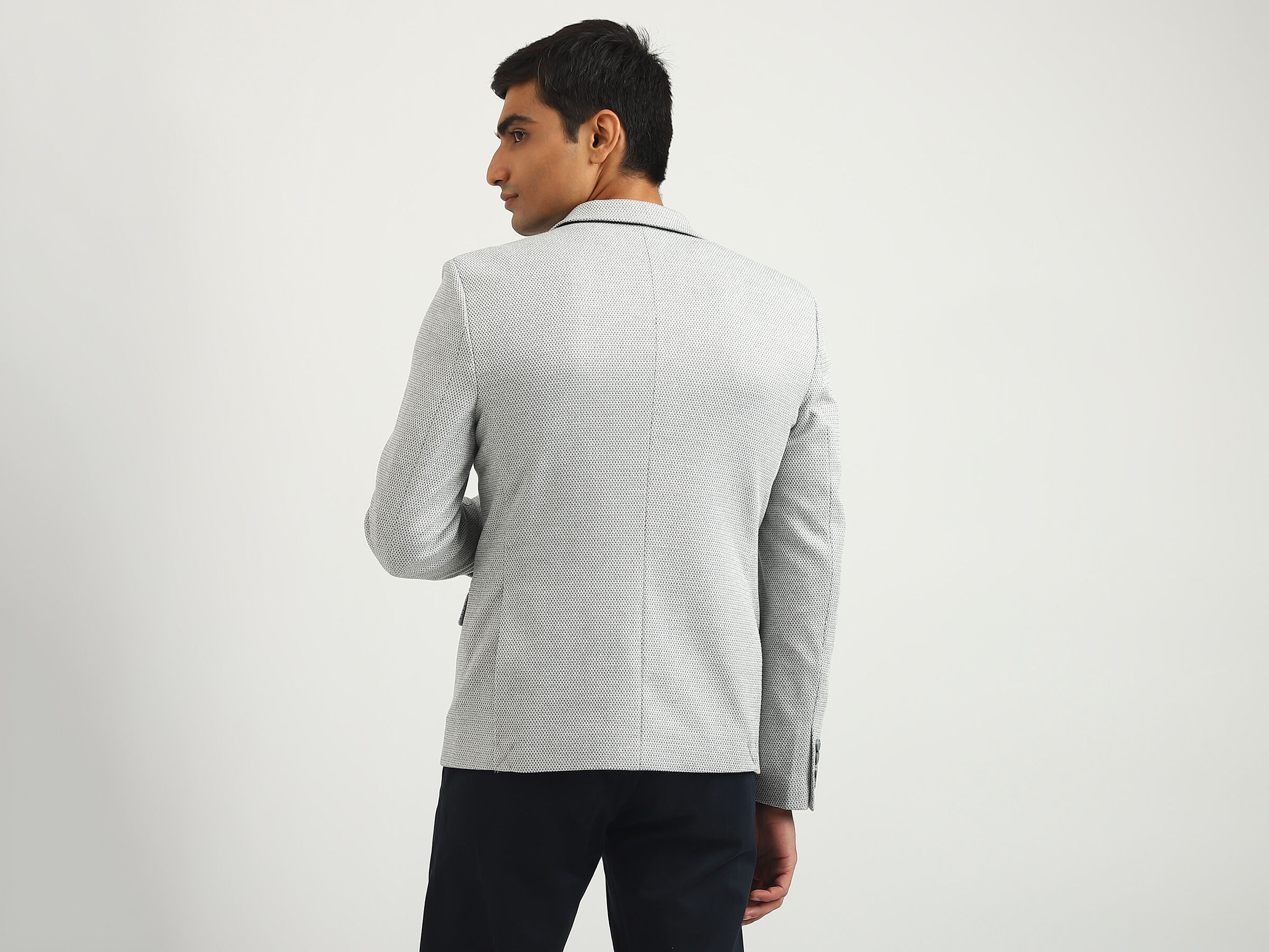 MESH STRUCTURE KNIT BLAZER image number 2