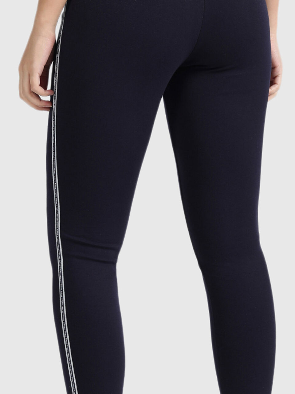 Cotton Leggings with Lurex and Branding Tape image number null