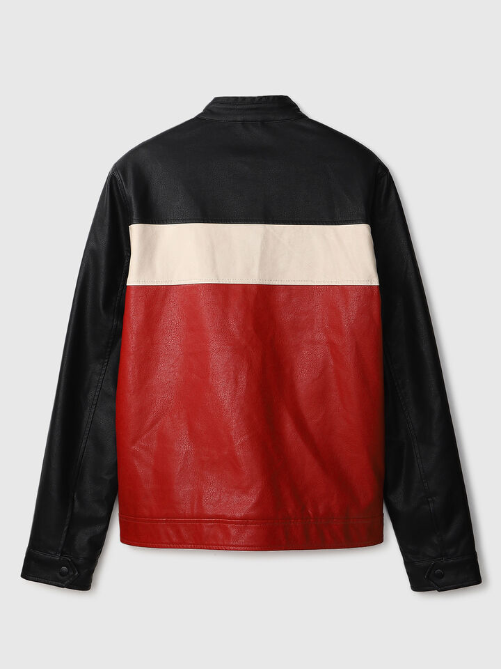 PU COLOR BLOCK JACKET image number 8