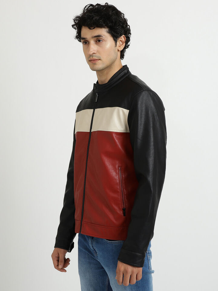 PU COLOR BLOCK JACKET image number 2