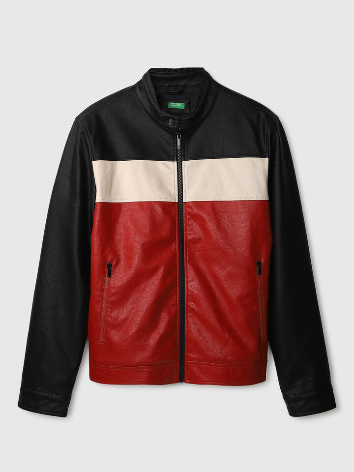 PU COLOR BLOCK JACKET image number 7