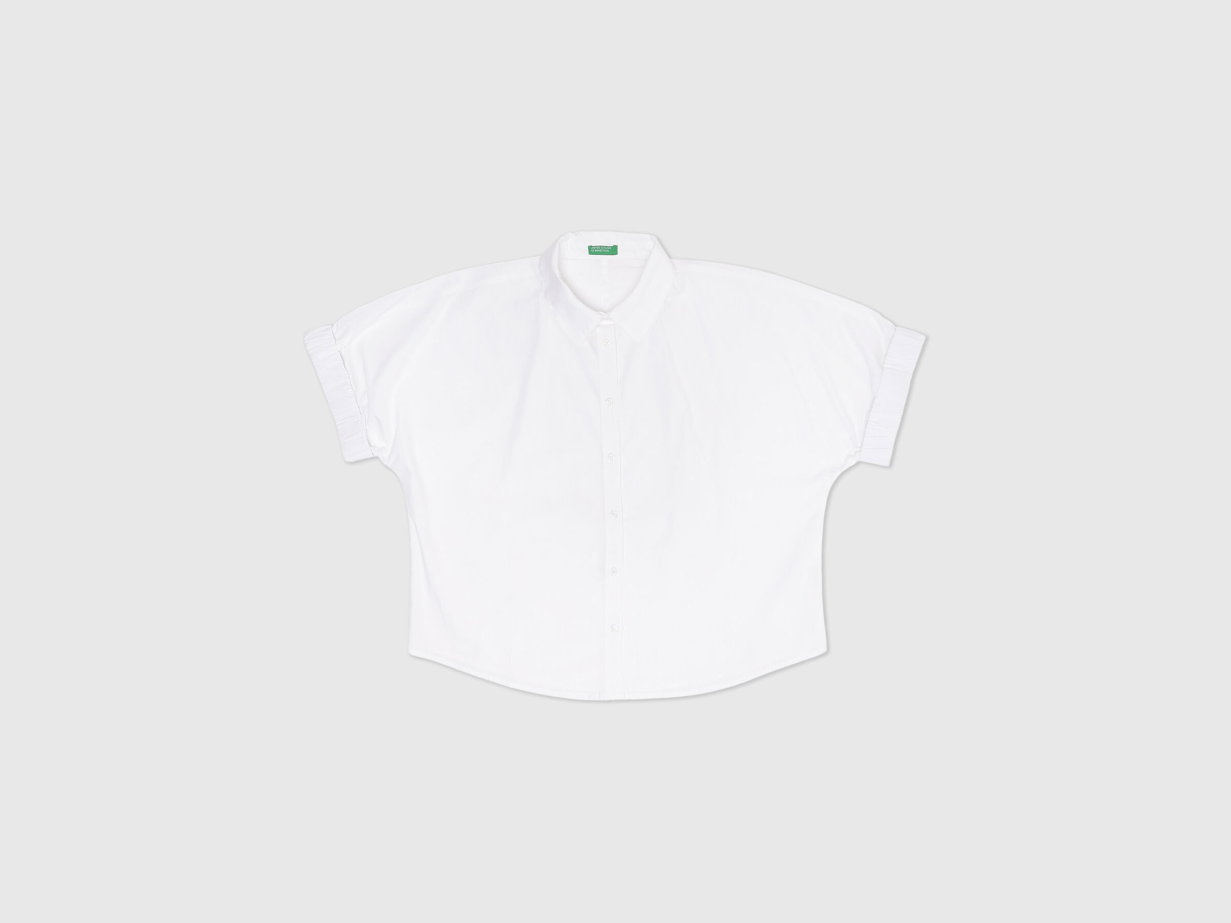 Short Sleeve Blouson Sleeve Button Down Shirt Top image number 5