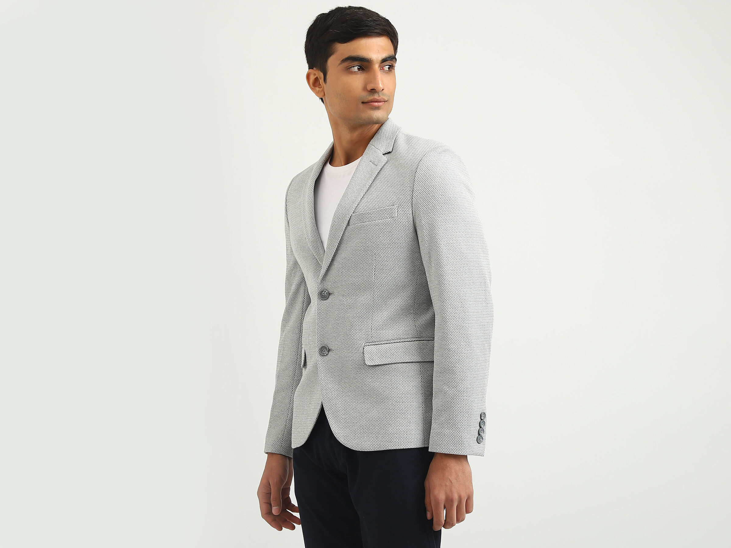 MESH STRUCTURE KNIT BLAZER image number 1