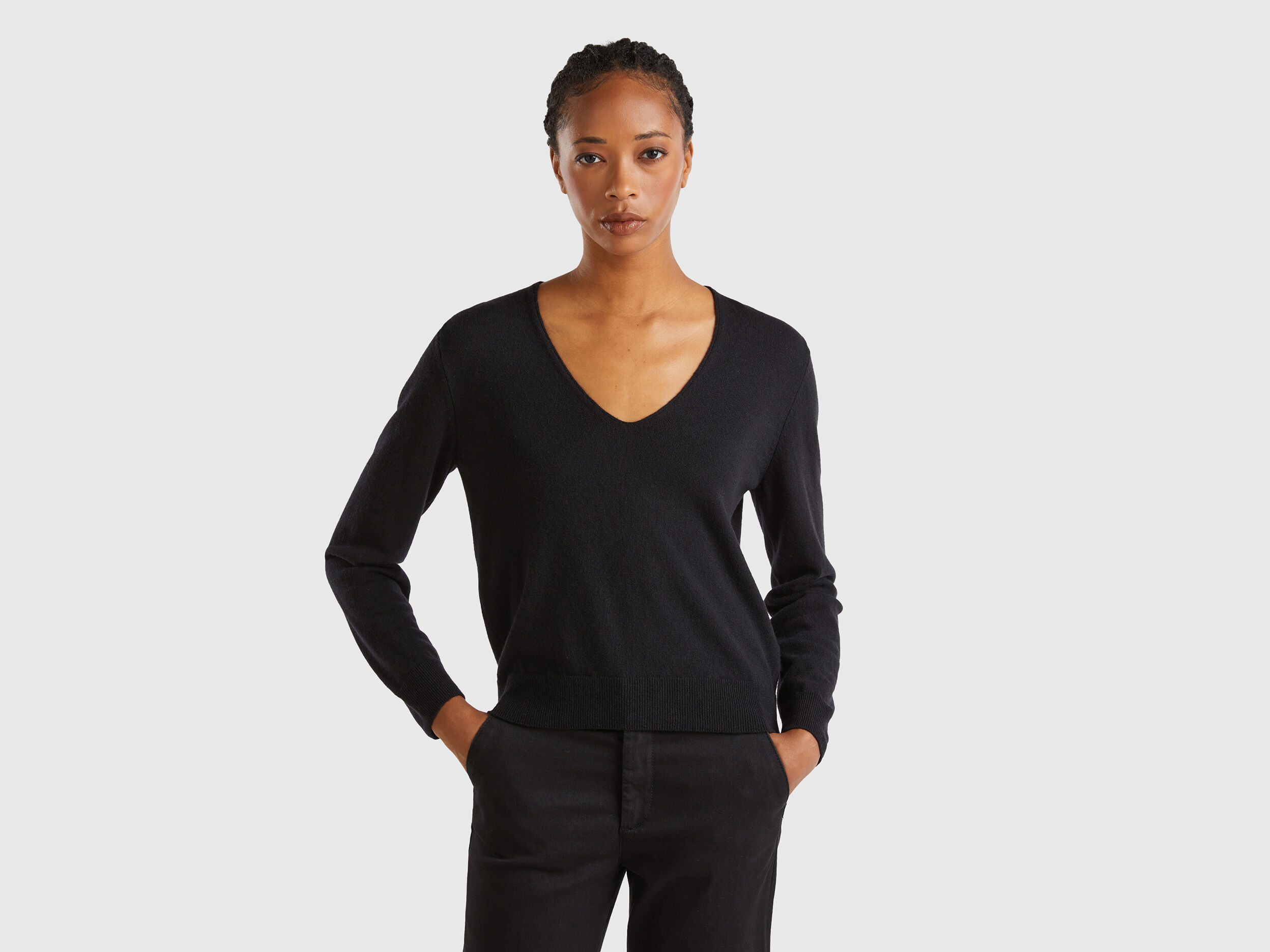 Ladies v neck sweaters shop