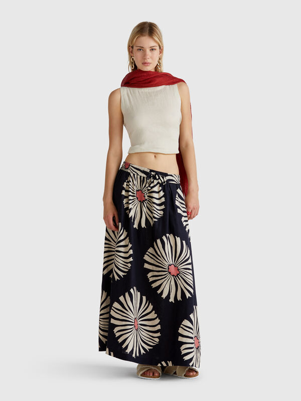 Midi skirt with floral print Women