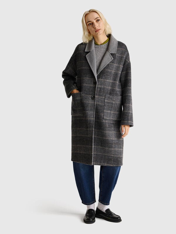 Reversible wool blend coat Women