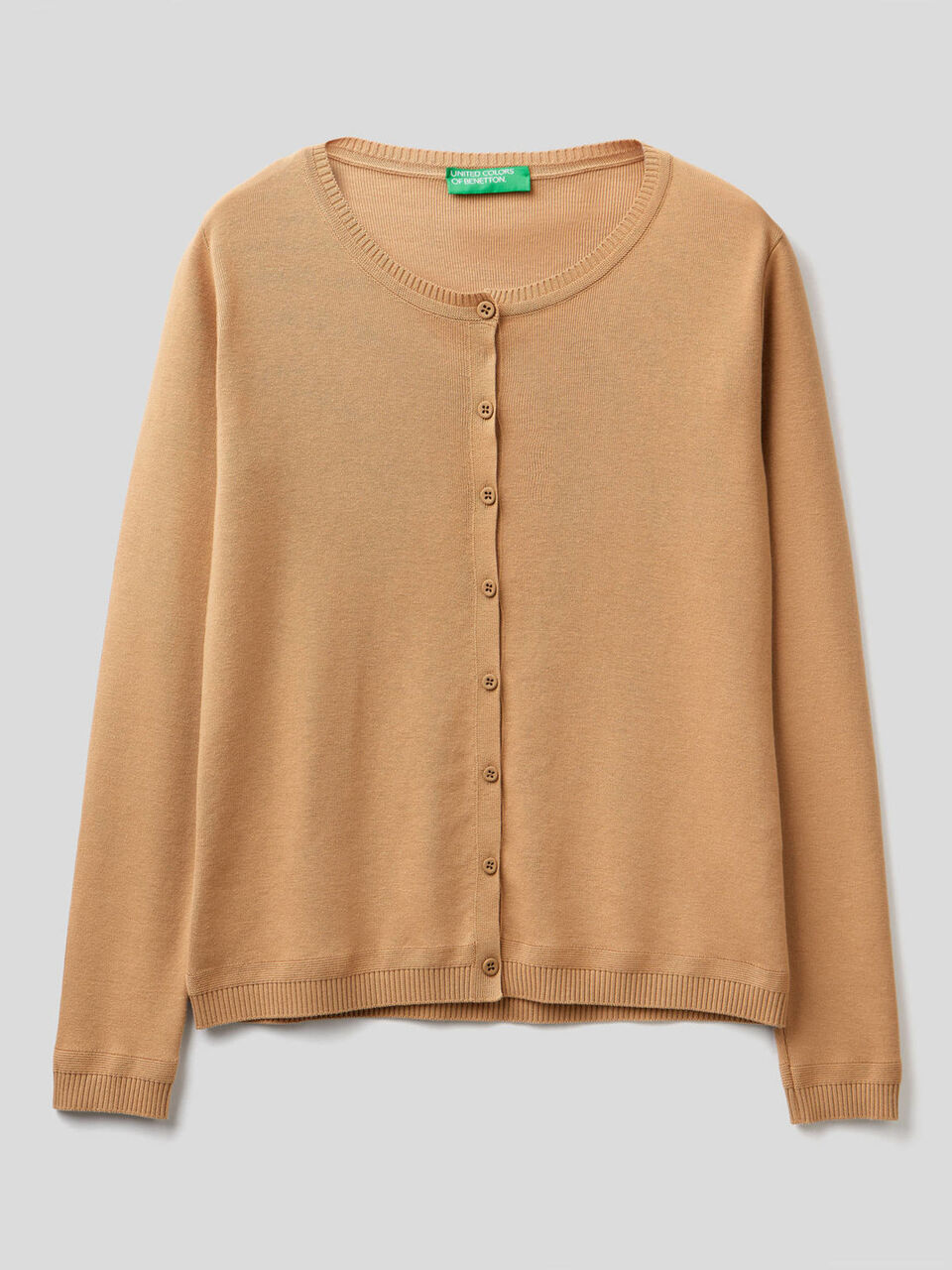 Pure cotton crew neck cardigan image number 1