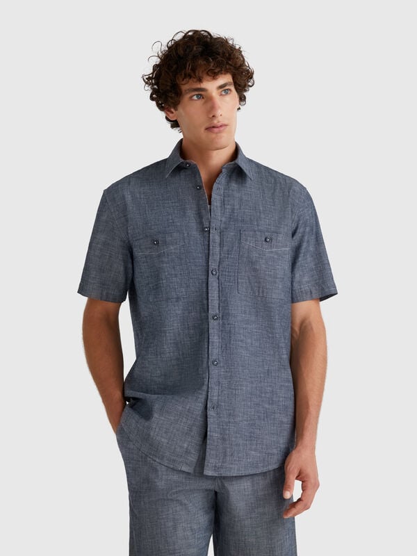 Short sleeve chambray shirt Men