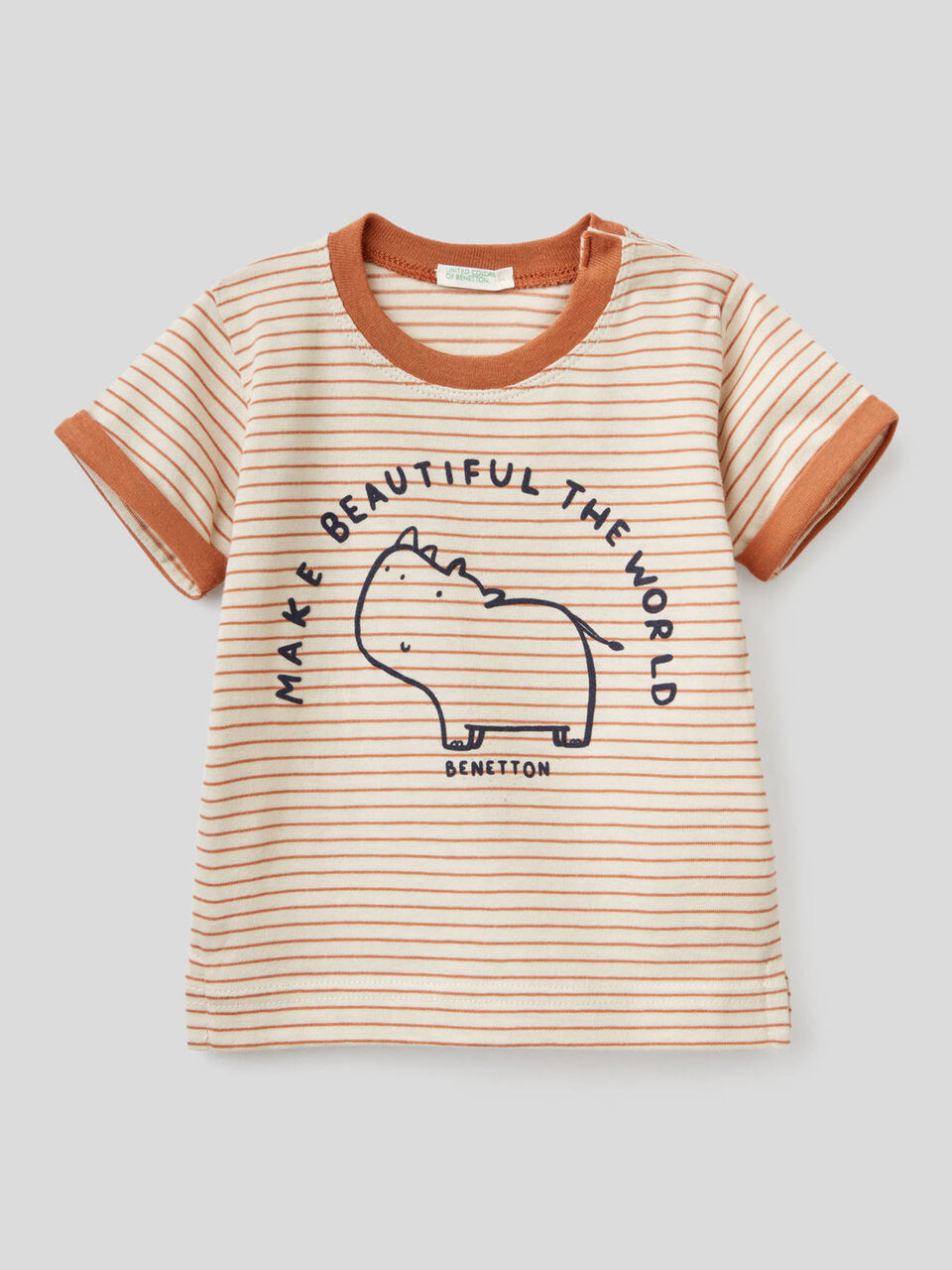 Striped t-shirt in pure organic cotton image number 1