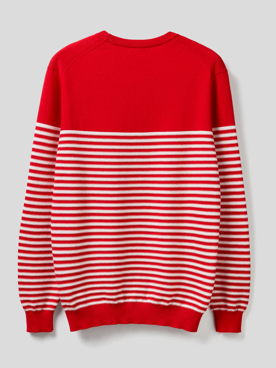 Striped 100% cotton crew neck sweater image number 2