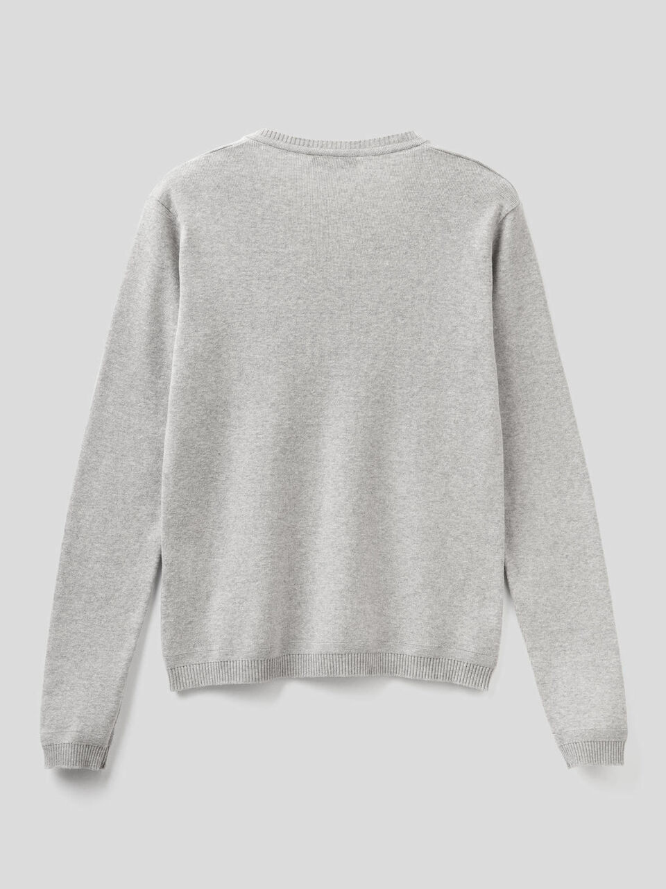 Pure cotton sweater with V-neck image number 2