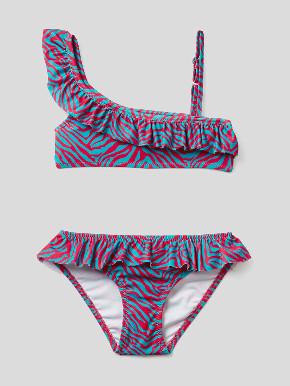 Striped bikini with frill image number 1