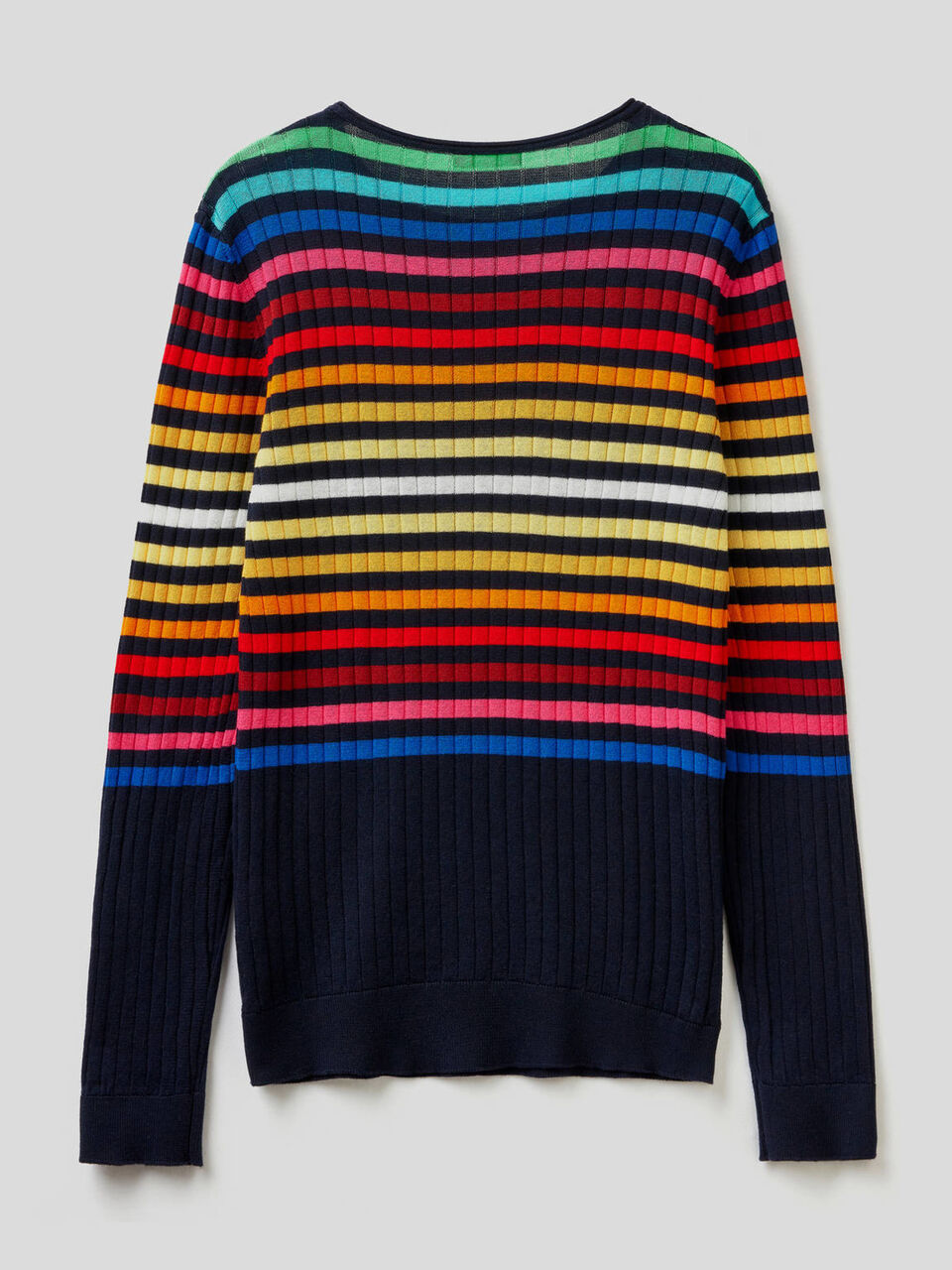 Sweater in 100% cotton with multicolor stripes image number 2