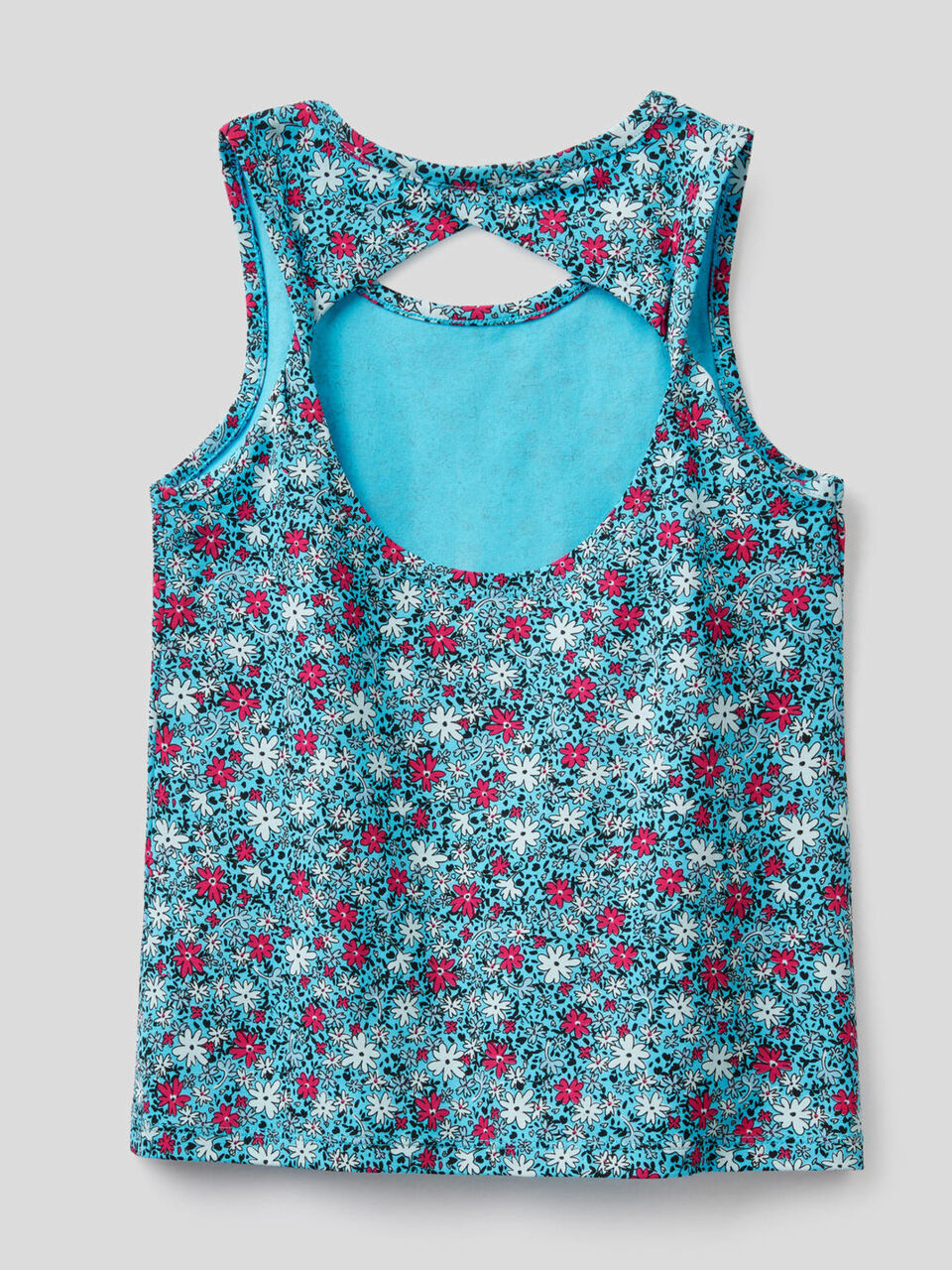 Printed tank top in stretch cotton image number 2