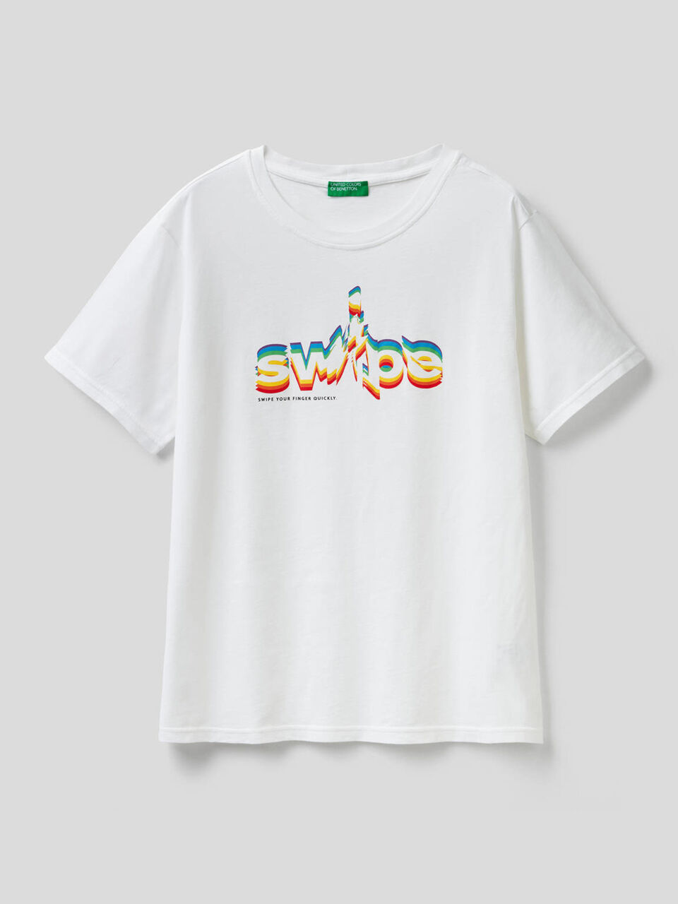White t-shirt with multicolor print image number 1
