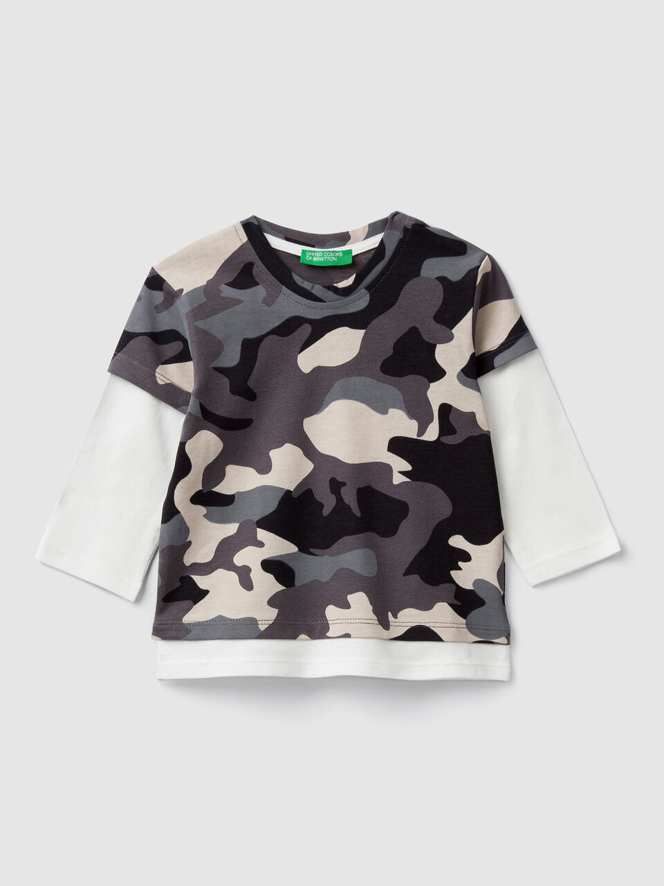 T-shirt with print and double sleeve image number 1