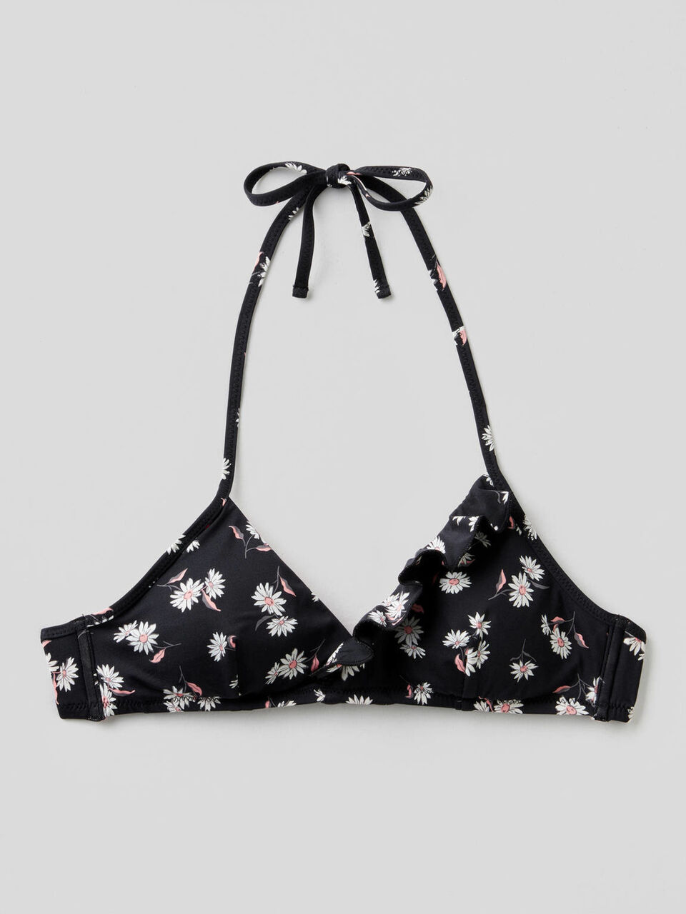 Triangle bikini top with floral pattern image number 1