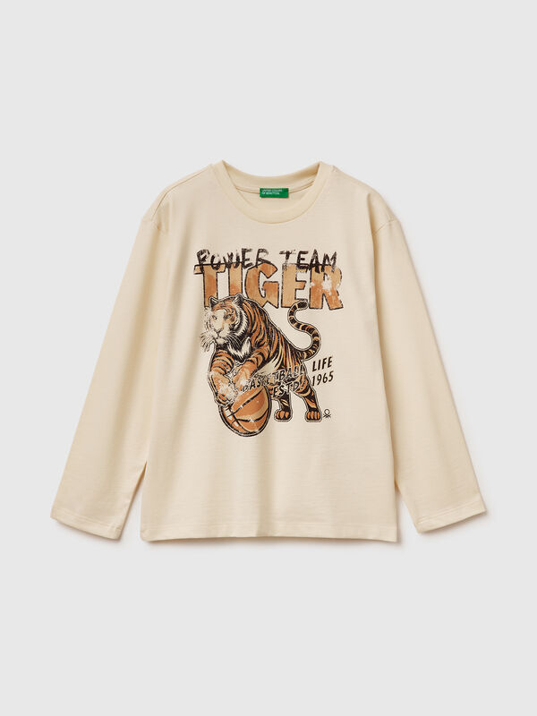 T-shirt in warm cotton with print Junior Boy