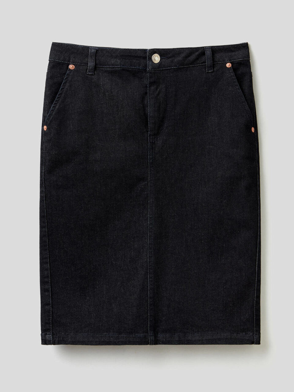 Stretch denim pencil skirt image number 1