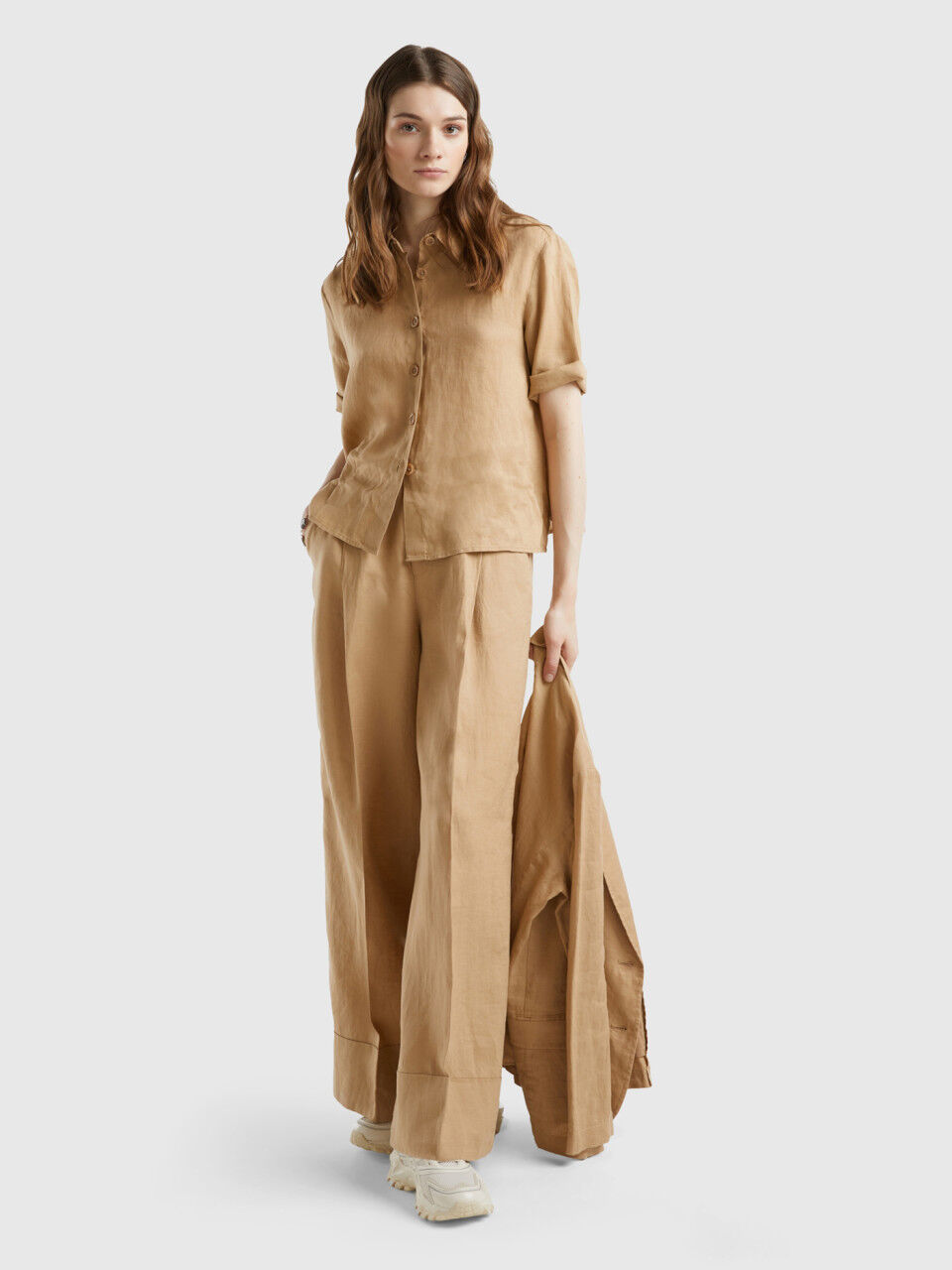 Pantaloni in lino benetton hot sale