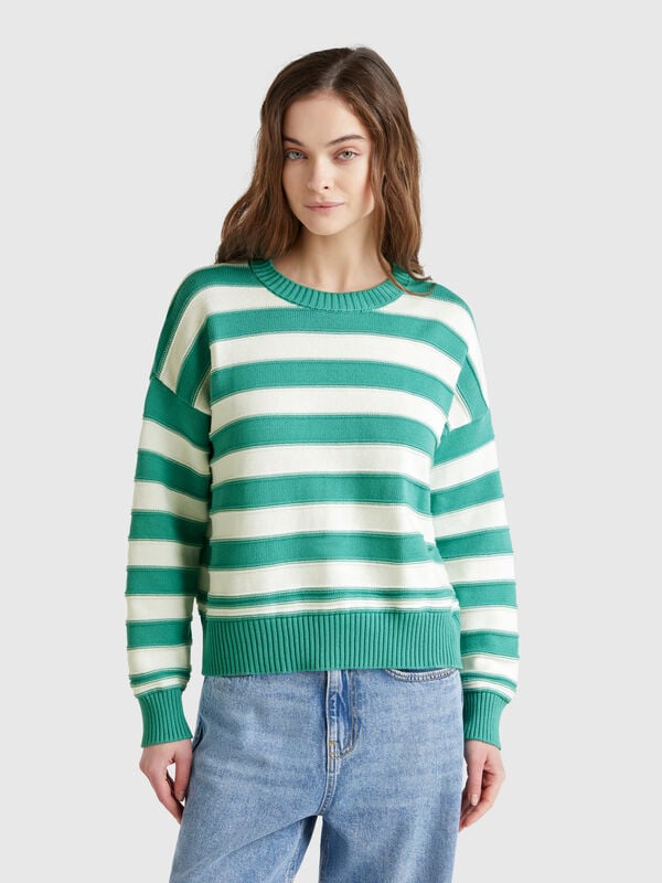 Striped sweater in tricot cotton Women