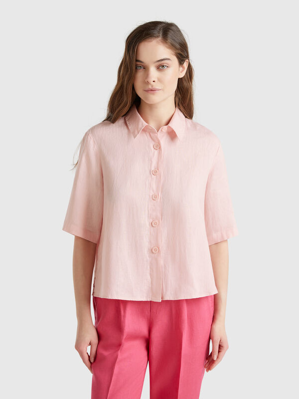 Short shirt in pure linen Women