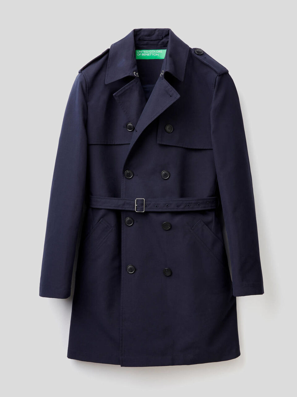 Dark blue lined trench coat image number 1