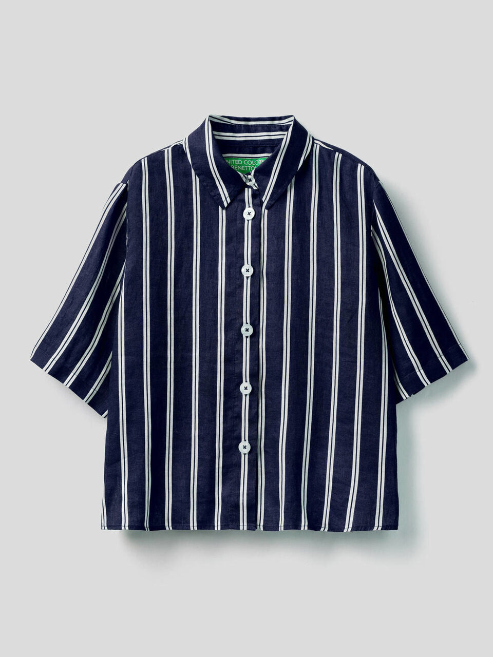 100% linen shirt with pattern print image number 1