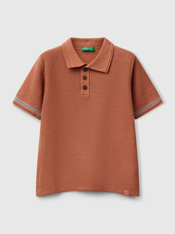Short sleeve polo in linen blend Junior Boy