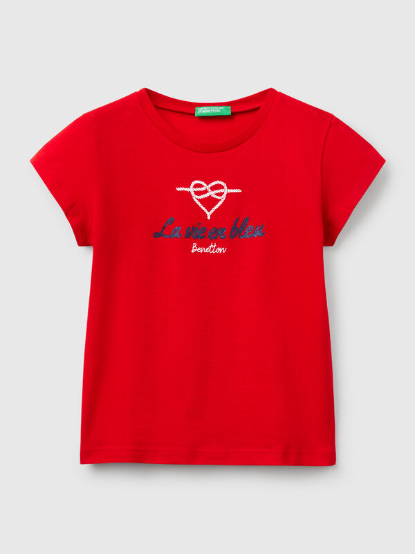 T-shirt in cotton with glitter Junior Girl