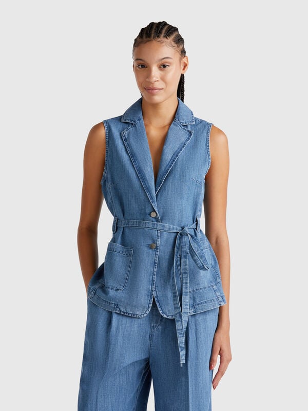 Vest in chambray Women