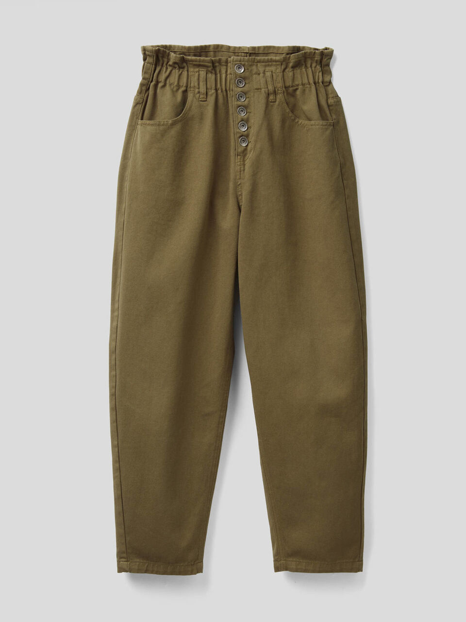 High-waisted 100% cotton trousers image number 1
