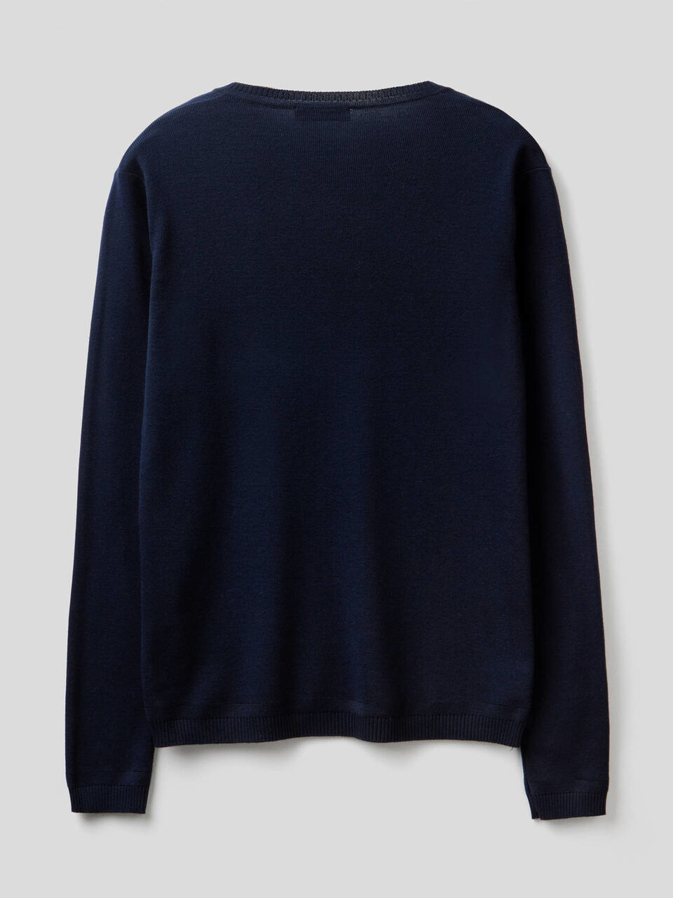 Pure cotton sweater with V-neck image number 2