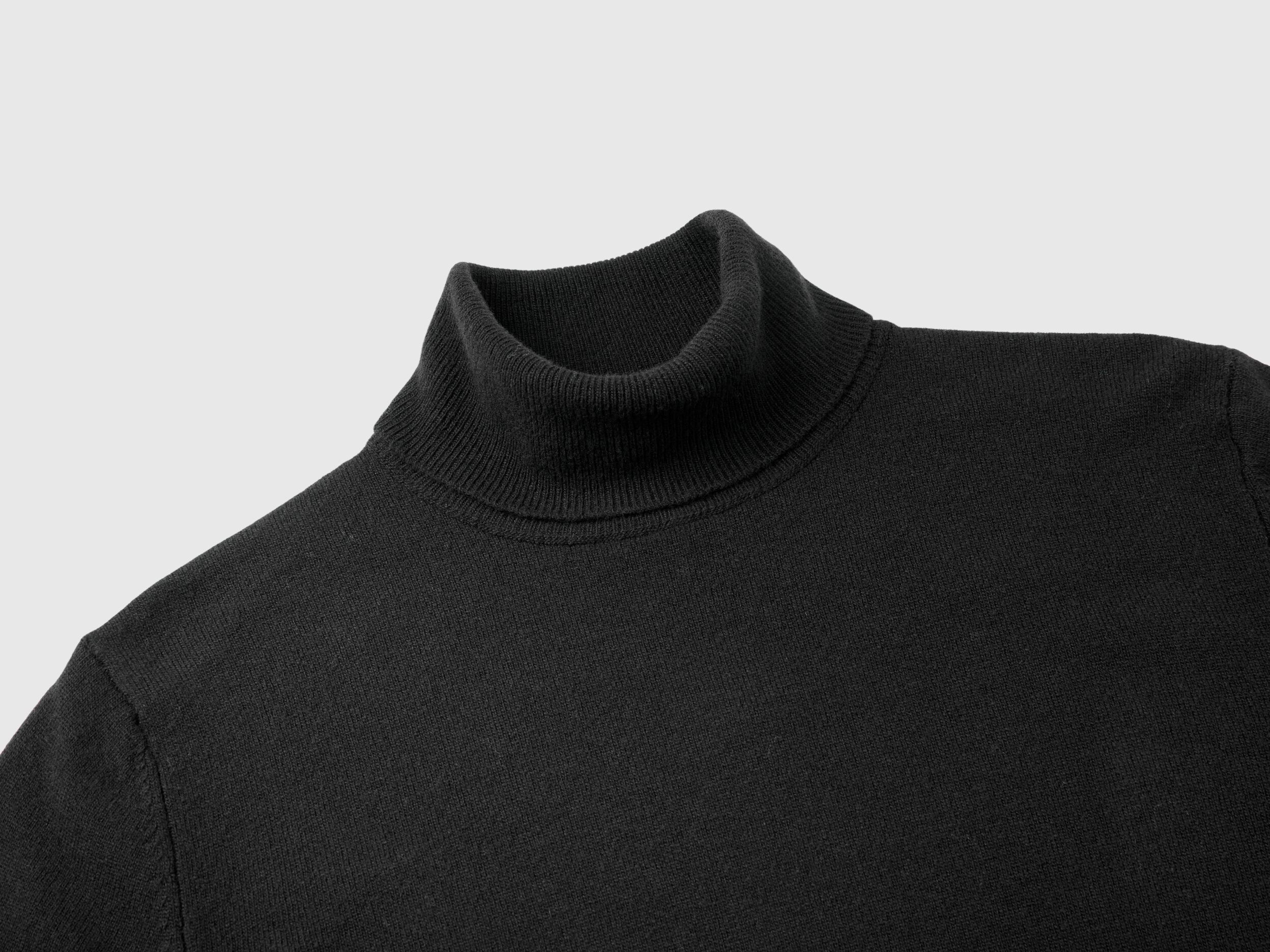 Black turtleneck sweater in pure Merino wool Black Benetton