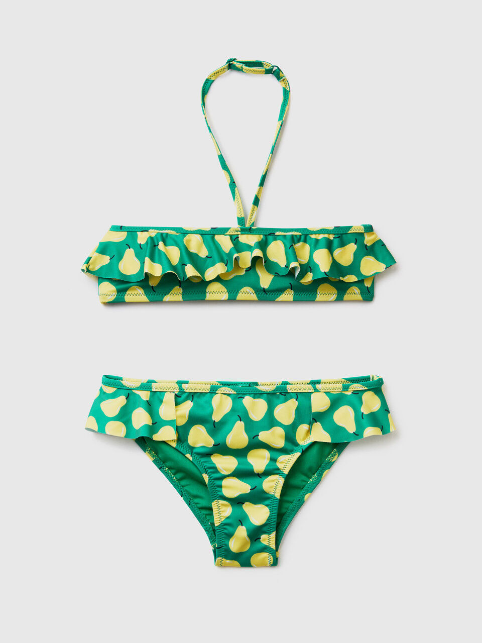 Green bikini with pear pattern