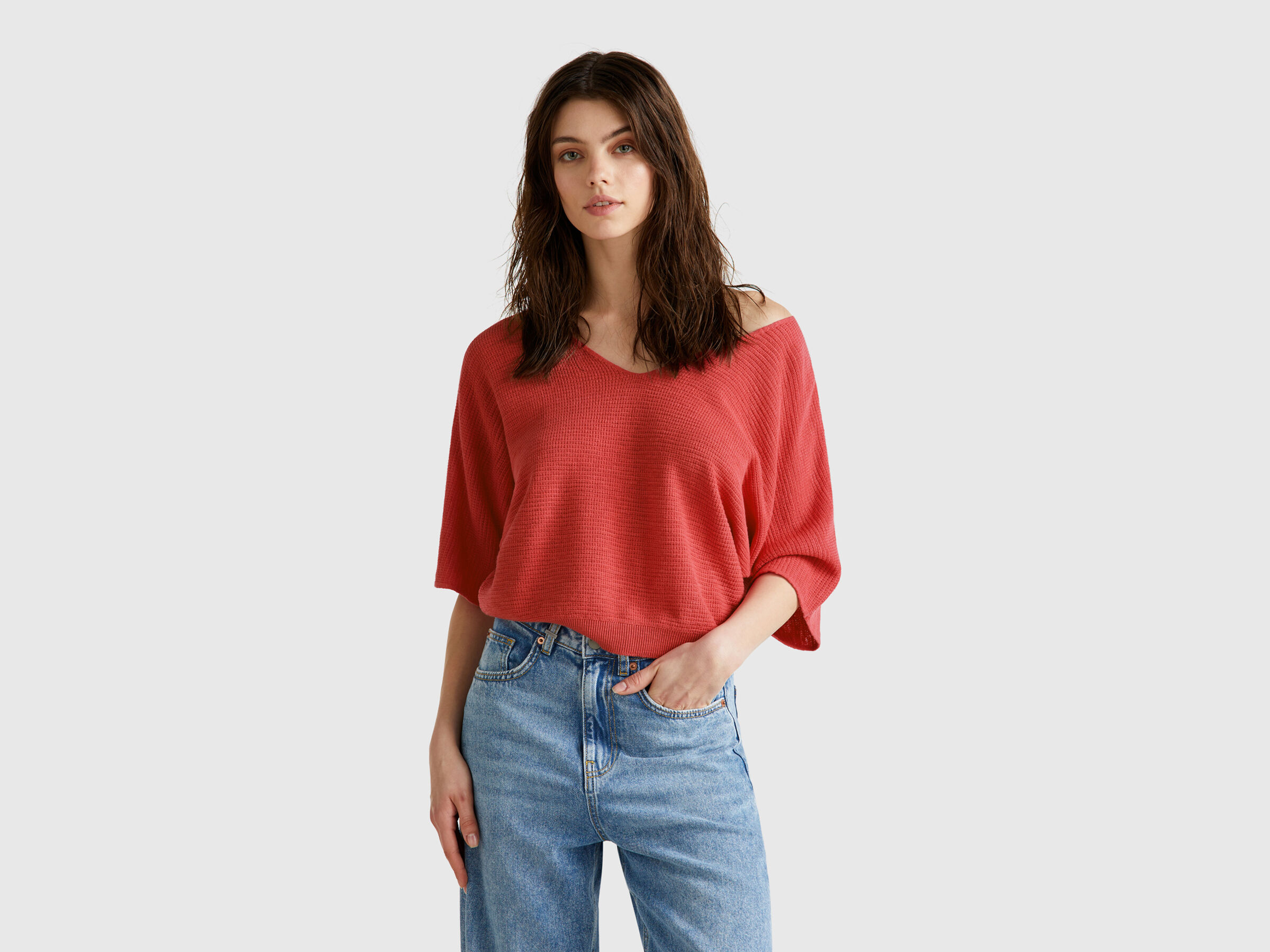 V NECK SWEATER H/S Women image number 0