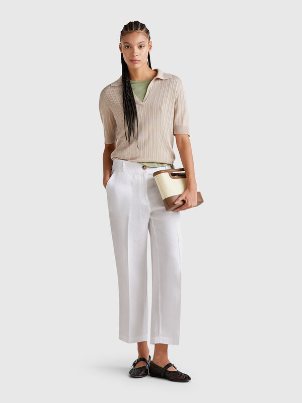 Straight trousers in pure linen Women